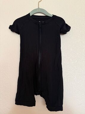 Little Sleepies Black Short Sleeve Romper with Front Zipper